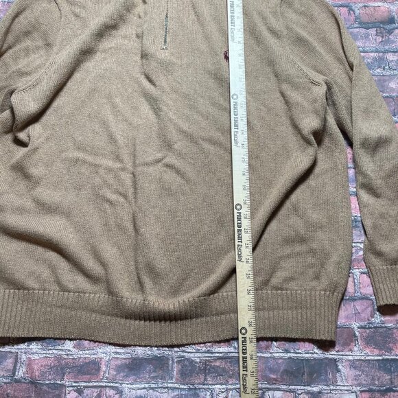 Vintage Polo Ralph Lauren Knit Sweater Camel Brown 1/4 Zip Mock Neck Men’s 2XLT - Picture 4 of 5